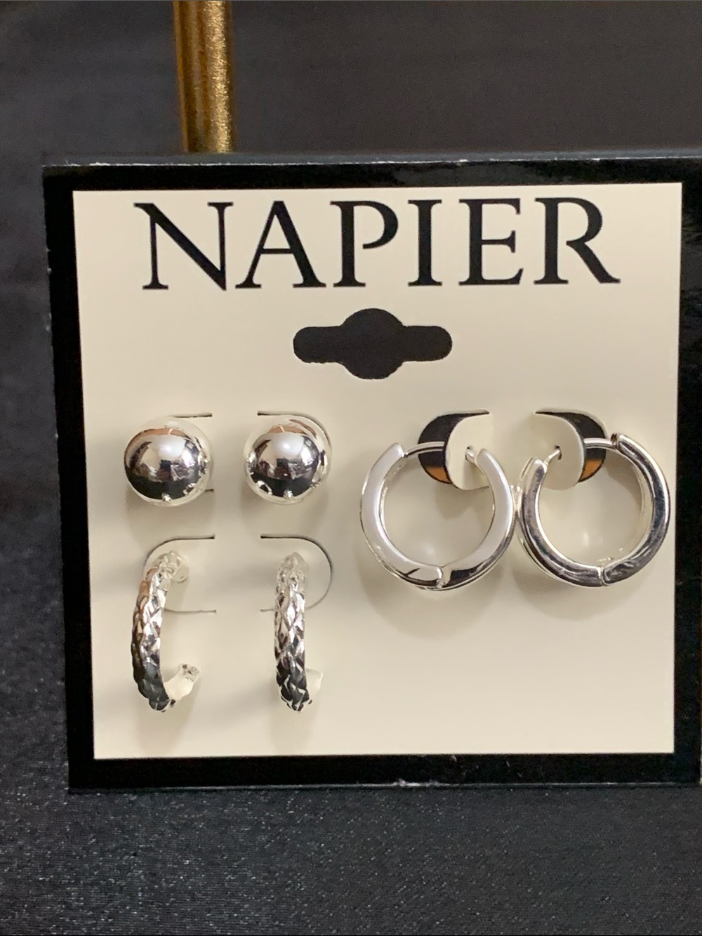 NWT Napier silver tone earring set